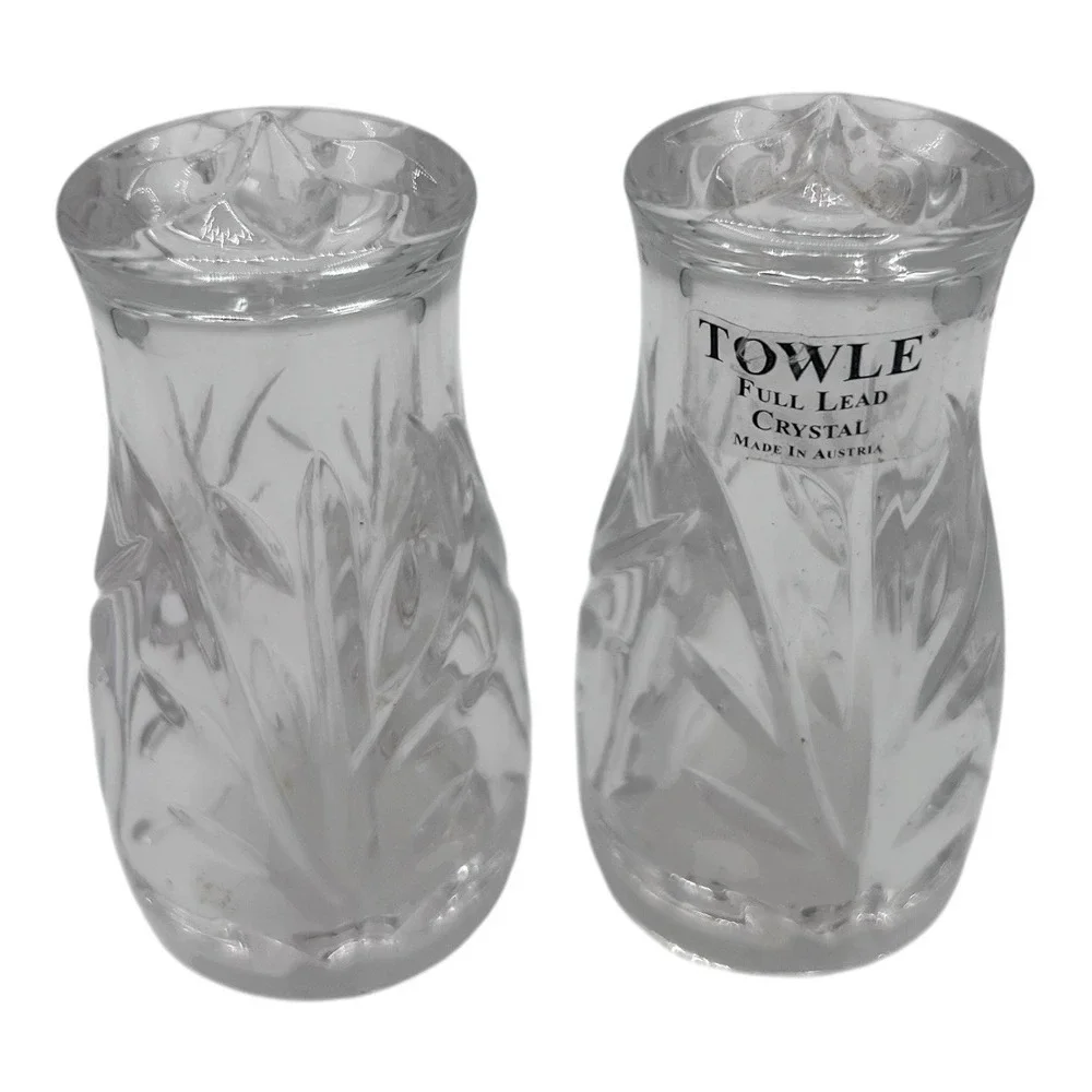 Towle Full Lead Crystal Salt & Pepper Set Made In Austria Luxury Perfect Gift